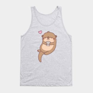 Cute Little Otter Holding A Seashell Tank Top